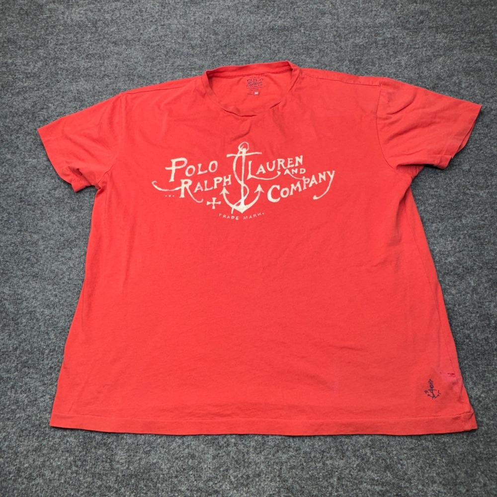 Polo Ralph Lauren T-Shirt Mens Medium Red Anchor Graphic Nautical Preppy Tee
